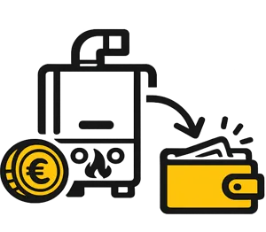 Gázkazán csere: pénztárca és euró érme ikonok